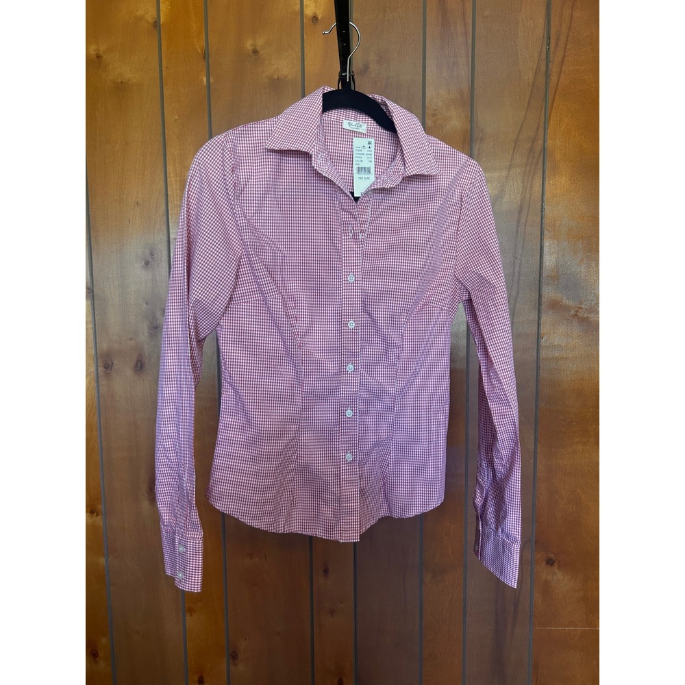 John Galt Gingham Button Up Shirt Women One Size Red New NWT Long Sleeve Preppy
